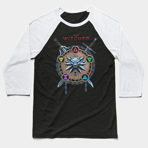 Witcher color Baseball T-Shirt by xartt
